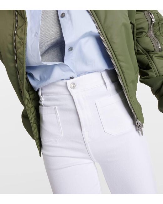 7 For All Mankind White High-Rise Cropped Flared Jeans