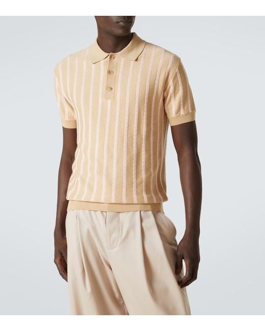 King & Tuckfield Natural Striped Wool Polo Shirt for men