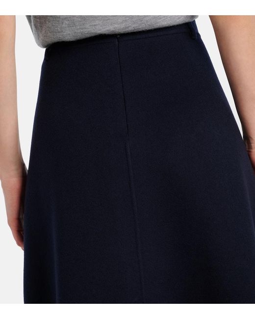 Max Mara Blue Gloria Virgin Wool Midi Skirt