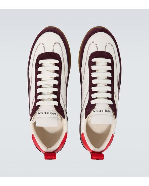 McQueen Red Ec1 Suede-Trimmed Leather Sneakers for men