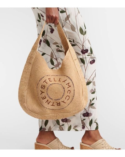 Sac Brode En Raphia A Logo Stella McCartney en coloris Natural