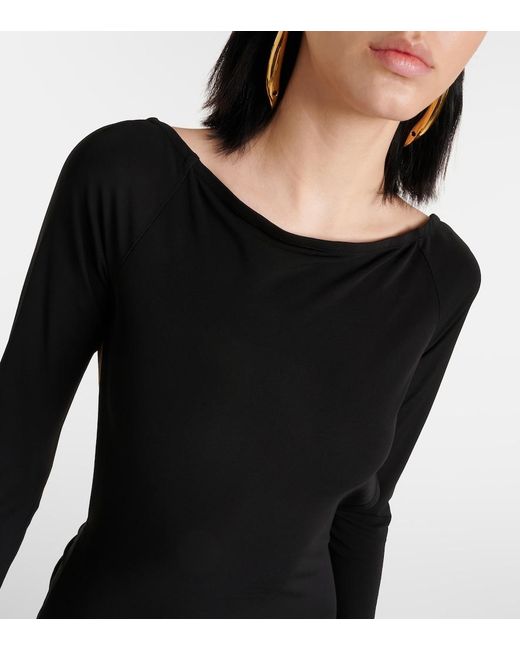 Alex Perry Black Open-Back Jersey Gown