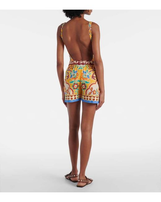Etro Multicolor Printed Cotton And Silk Shorts
