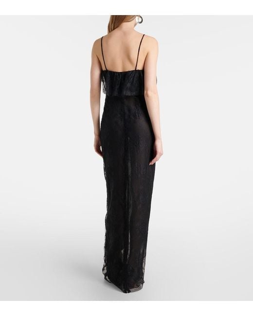 Blumarine Black Ruffled Sheer Lace Gown