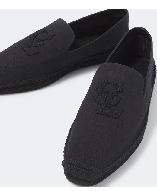 Christian Louboutin Black Emboroidered Canvas Espadrilles for men
