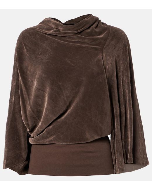 Rick Owens Brown Draped Crepe Top