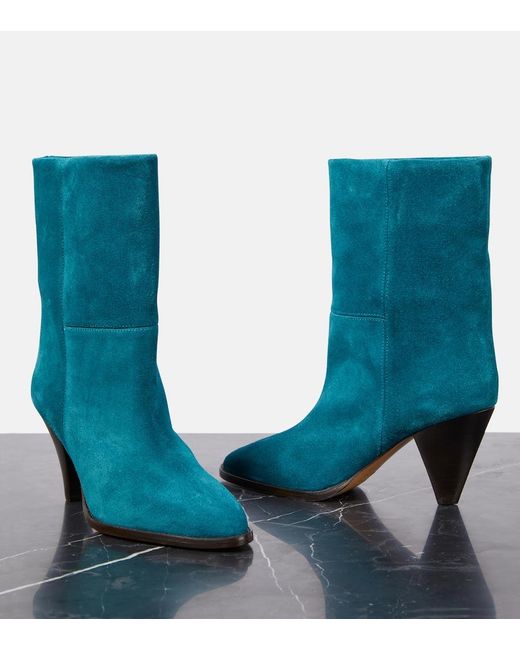 Isabel Marant Blue Rouxa Suede Ankle Boots