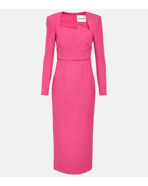 Roland Mouret Pink Asymmetric Midi Dress
