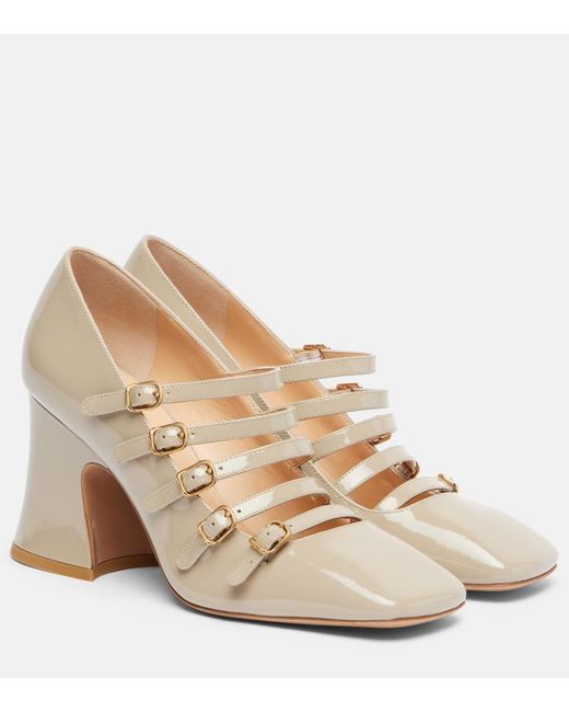 Chloé Natural Janis 80 Patent Leather Mary Jane Pumps