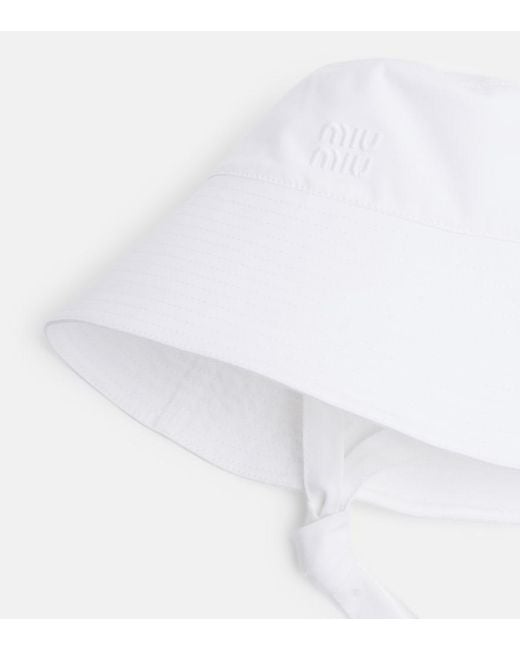 Miu Miu White Cotton Poplin Bucket Hat