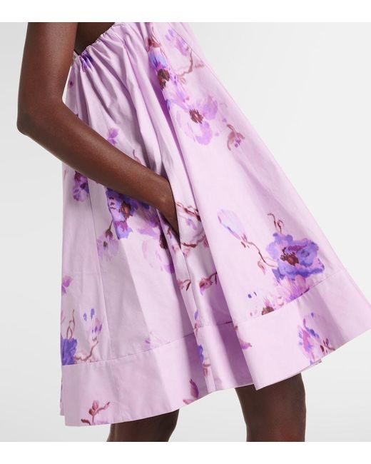 Zimmermann Purple Lightburst Floral Cotton Minidress