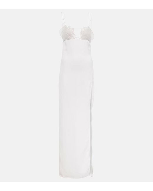 Nensi Dojaka White Bridal Cutout Crepe Gown