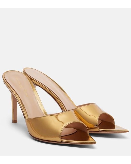 Gianvito Rossi Brown Elle Metallic Leather Mules
