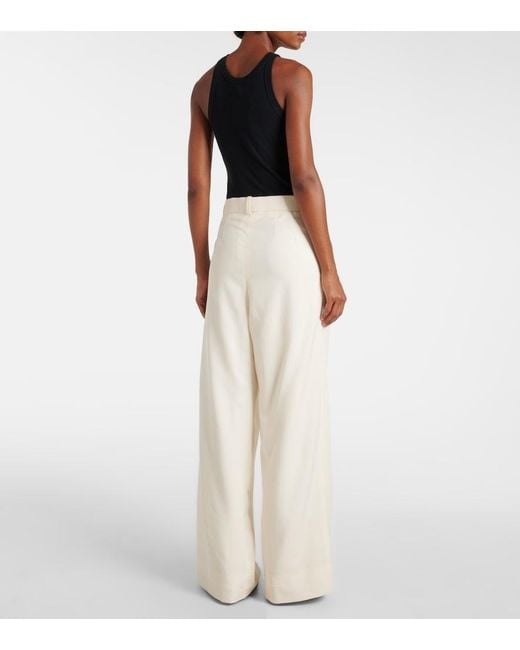 Wardrobe NYC White Low-Rise Wide-Leg Wool Pants
