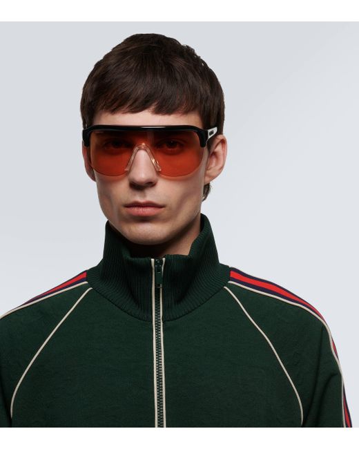 Gucci Black Fashion Show Flat-top Sunglasses for men