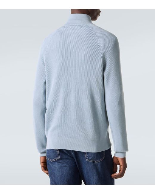 Brunello Cucinelli Pullover Aus Rippstrick in Blue für Herren