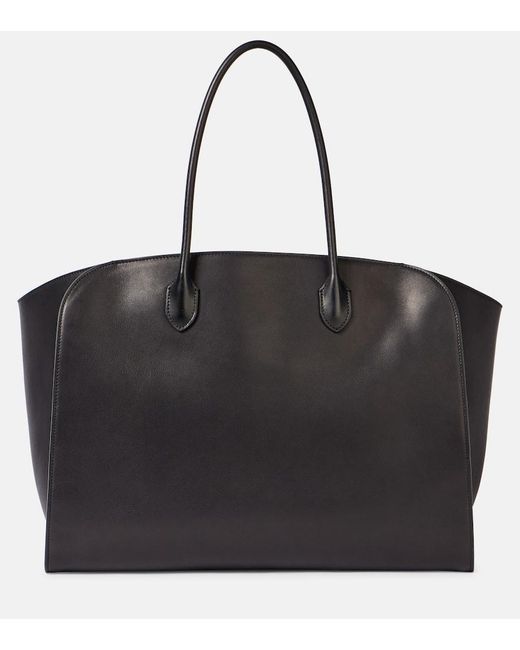 The Row Black Marlo Large Leather Tote Bag