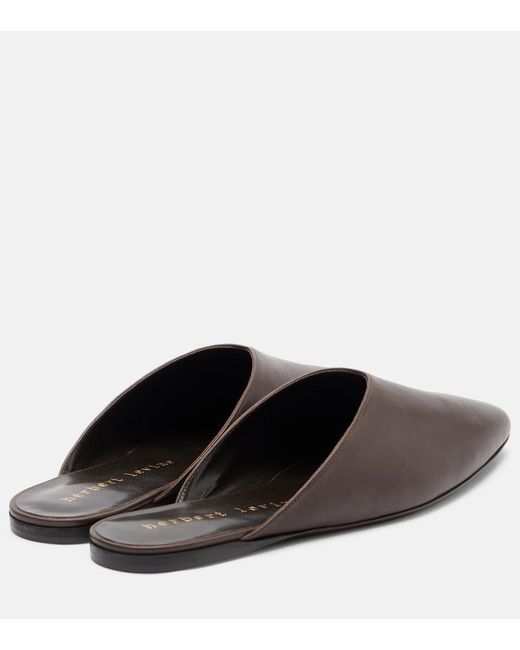 Herbert Levine Brown Homebody Leather Mules