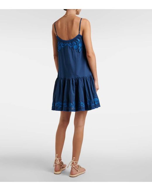 Juliet Dunn Blue Besticktes Minikleid Aus Chambray