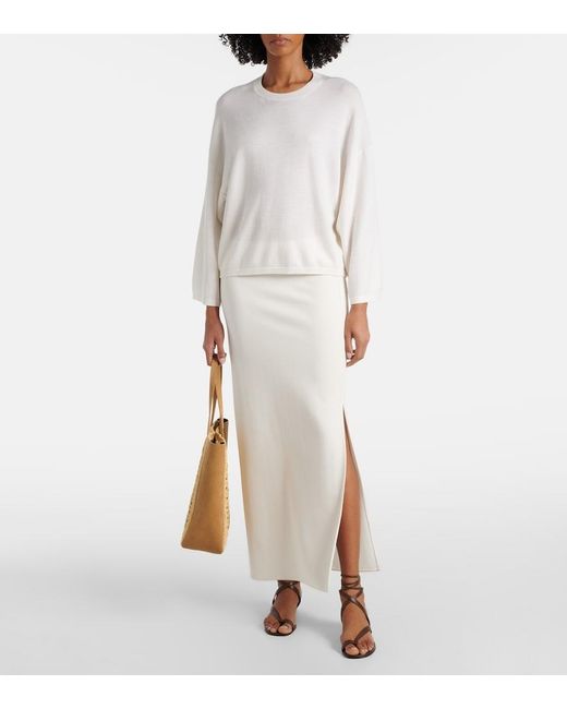 Khaite White Lilth Crepe Jersey Pencil Skirt