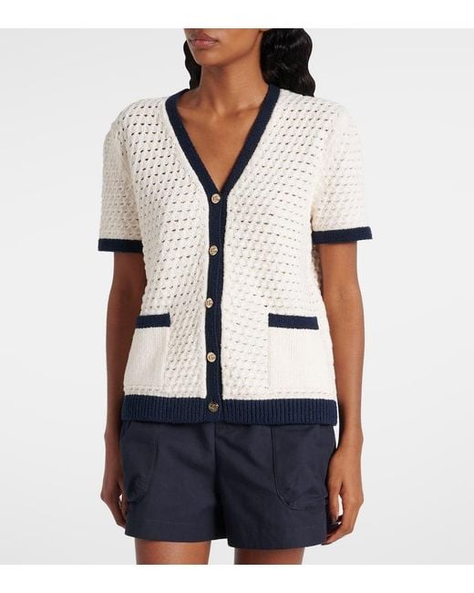 Gucci White Cardigan Aus Feiner, Gehäkelter Baumwolle, Größe