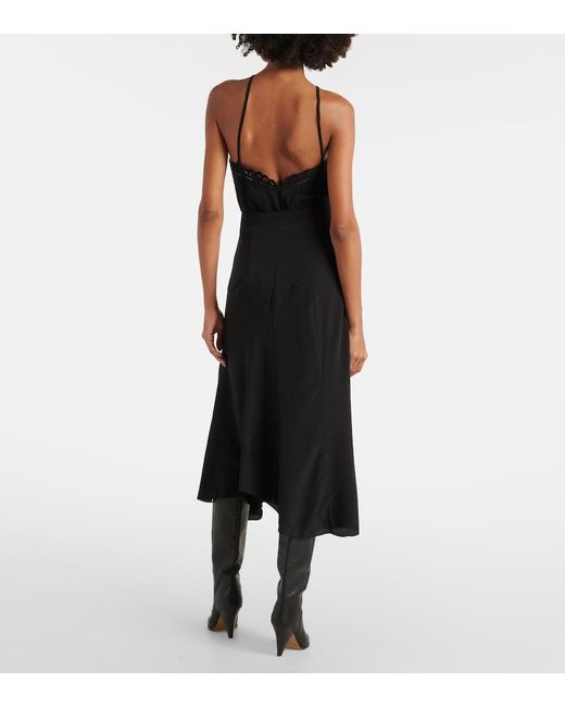 Isabel Marant Black Hortensia Silk Crepe De Chine Midi Skirt