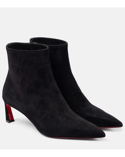 Christian Louboutin Black Condora Booty 55 Ankle Boots Aus Veloursleder