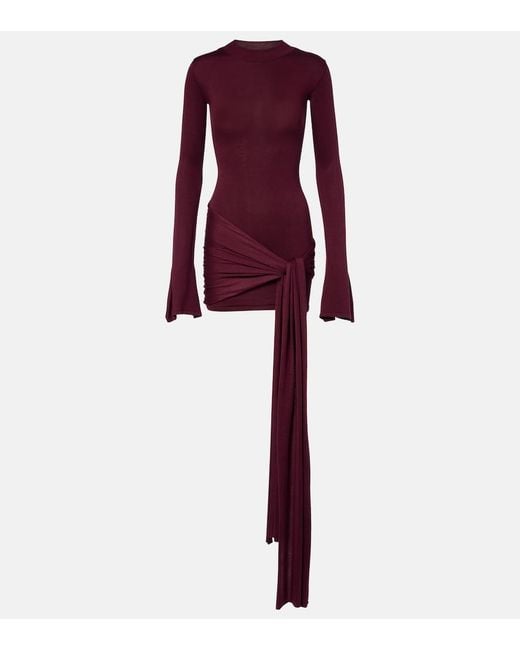 AYA MUSE Red Draped Silk-Blend Jersey Minidress