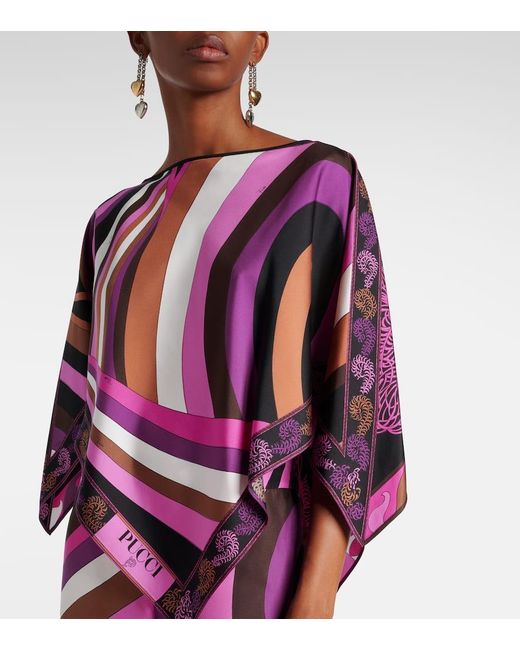 Emilio Pucci Pink Iride Printed Silk Twill Top