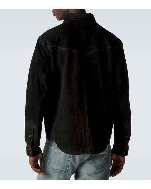 RRL Black Suede Western Shirt for men