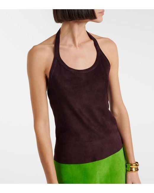 Stouls Purple Cherry Halterneck Suede Top