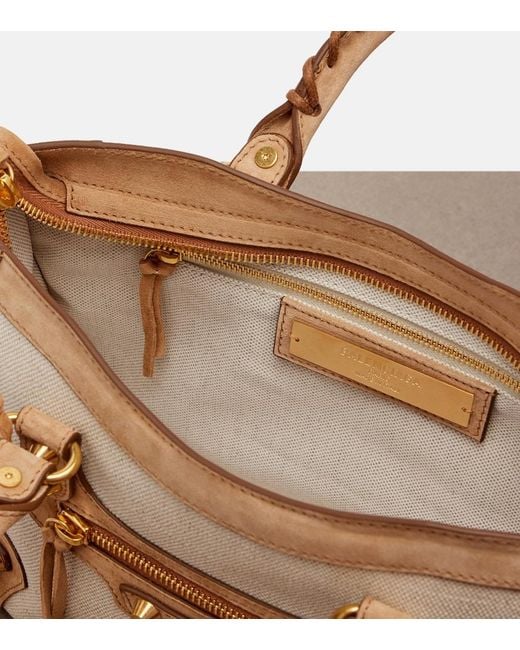 Balenciaga Brown Le City Small Canvas Top-Handle Bag