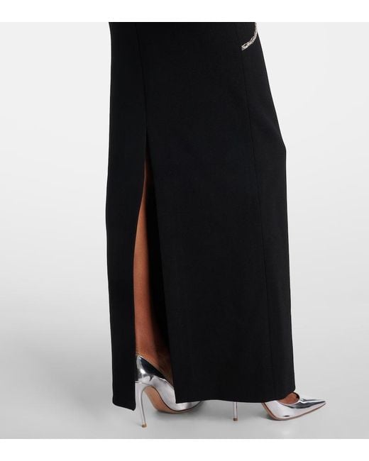 Rebecca Vallance Black Starlight Embellished Feather-Trimmed Gown
