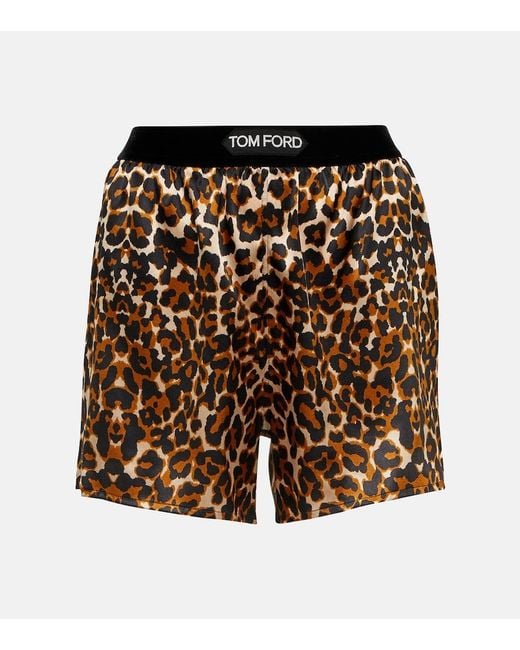 Tom Ford Black Leopard-Print Shorts