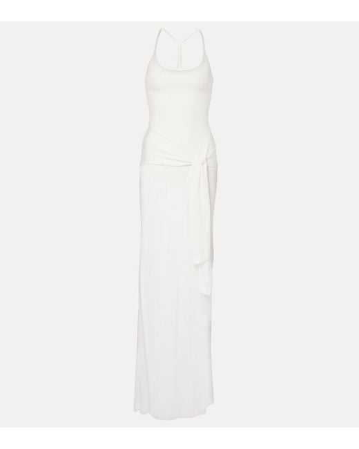 Jacquemus White La Robe Maille Nodo Sheer Gown