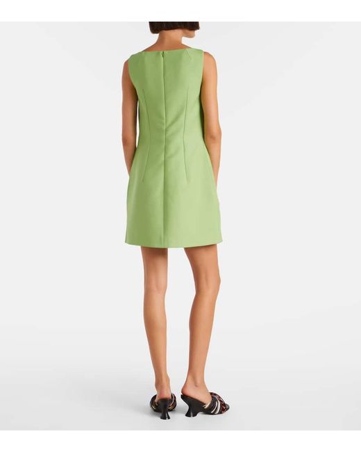 Emilia Wickstead Green Rifer Wool Cady Minidress