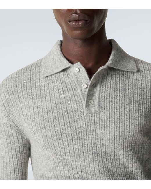 ERL Gray Gradient Mohair-Blend Polo Sweater for men
