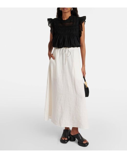 Velvet White Bailey Linen Maxi Skirt