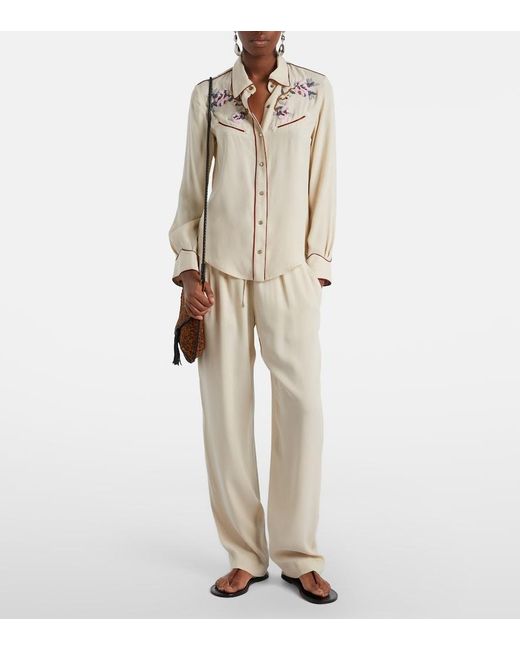 Isabel Marant Natural Yzea Beaded Cady Shirt