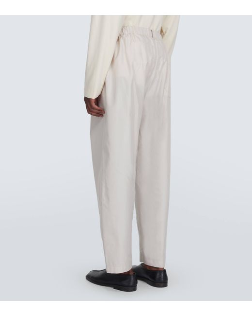 Lemaire White Silk Straight Pants for men