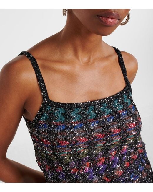 Missoni Black Gestreiftes Oberteil Mit Pailletten