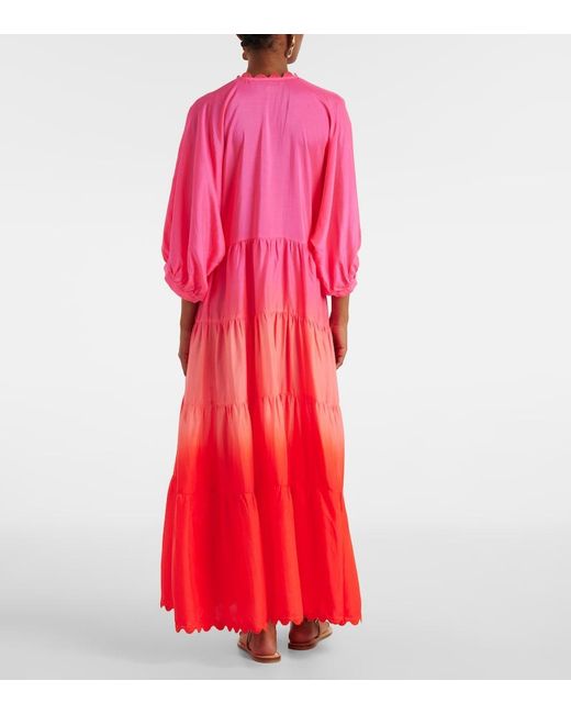 Juliet Dunn Scalloped Tiered Silk Maxi Dress