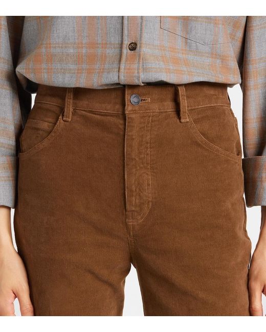 Nili Lotan Brown Joan High-Rise Cotton-Blend Corduroy Flared Pants