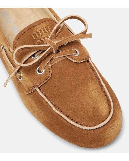 Miu Miu Brown Suede Boat Shoes