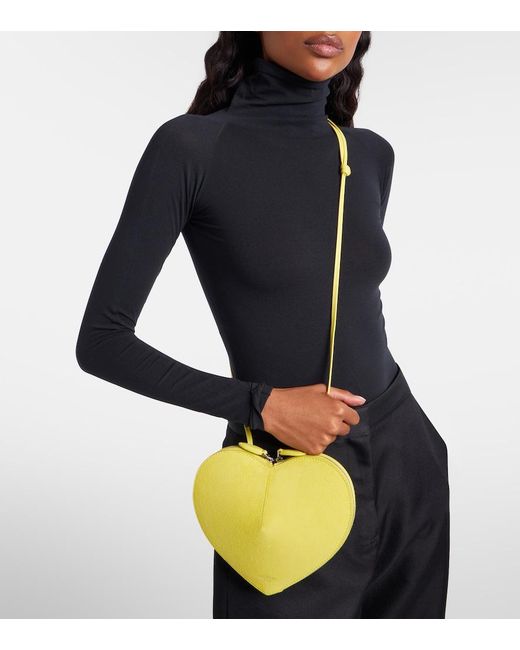 Alaïa Yellow Le Cour Leather And Suede Crossbody Bag