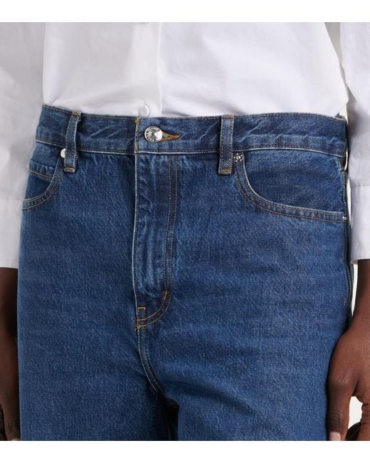 FRAME Blue Le Jane Ankle High-Rise Straight Jeans