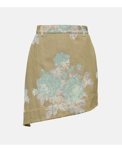 Vivienne Westwood Green Sailor Floral Asymmetric Denim Miniskirt