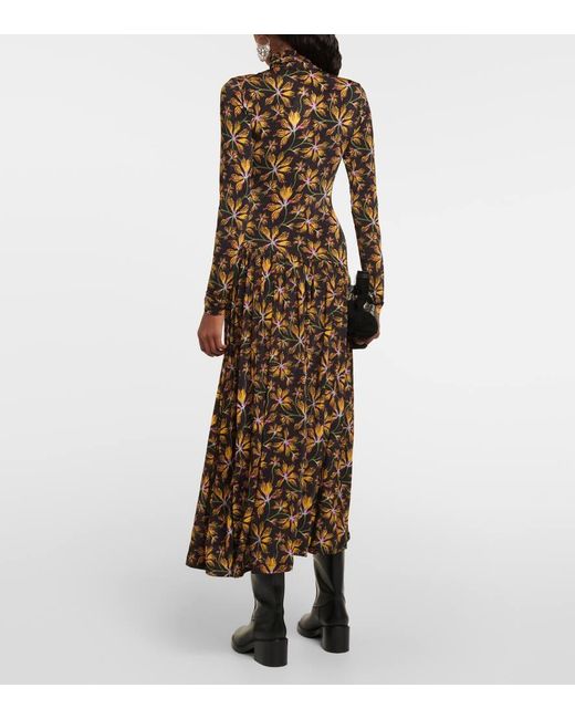 Ulla Johnson Natural Fernanda Floral Jersey Midi Dress