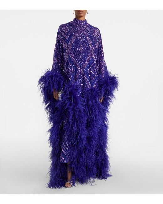 ‎Taller Marmo Purple Casta Diva Follies Sequined Tulle Kaftan