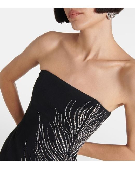 David Koma Black Crystal-Embellished Cady Minidress